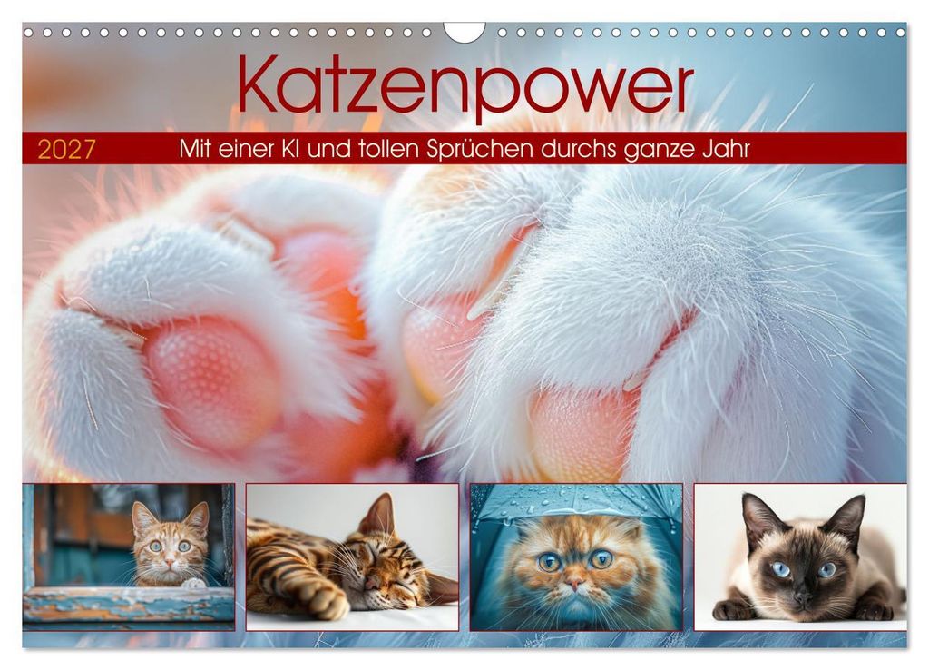 Katzenpower (Wandkalender 2027 DIN A3 quer), CALVENDO Monatskalender