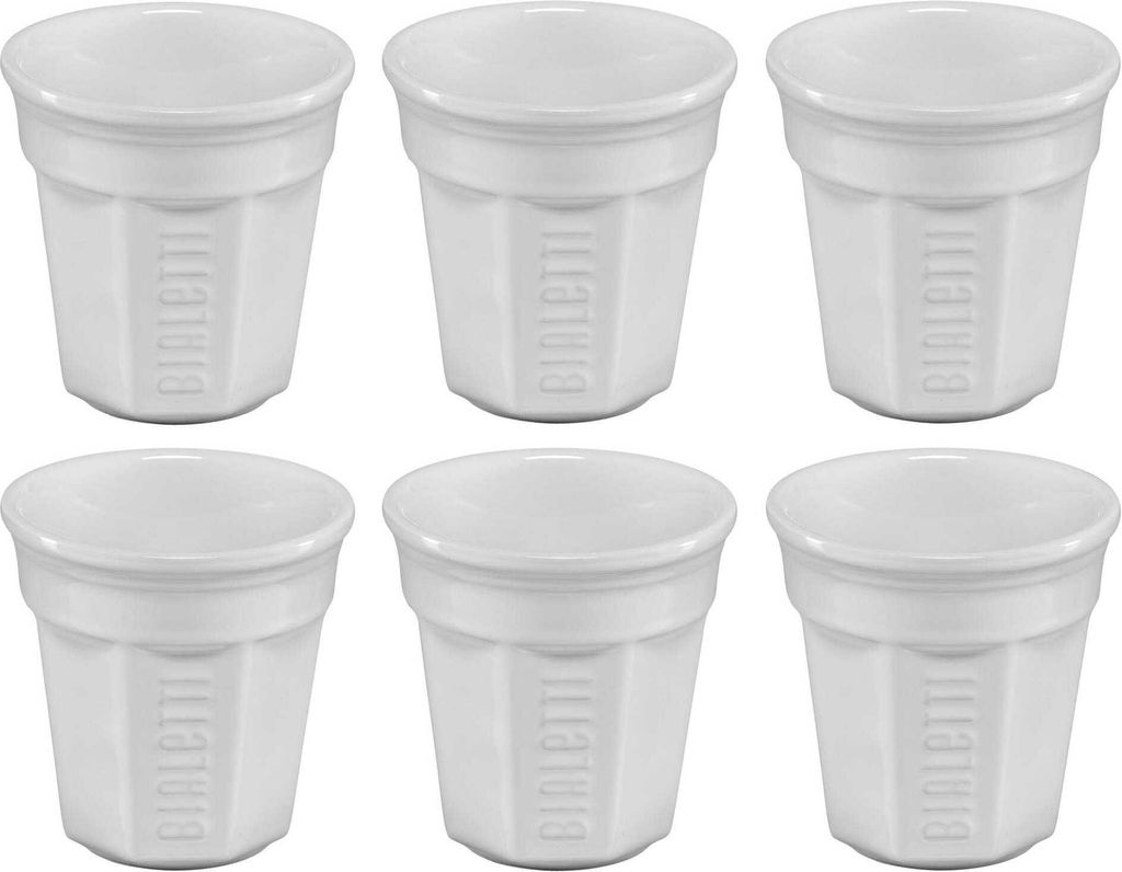 Bialetti Espressobecher 6er Set, Espresso, Espressotasse, Tasse, Keramik, Weiß, Y0TZ502