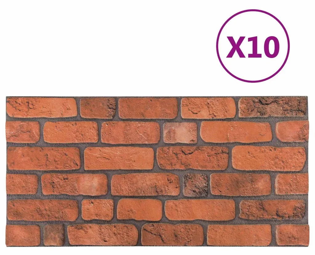 Revêtement Mural en Mousse EPS Terre Cuite vidaXL - 10 Panneaux 100x50cm
