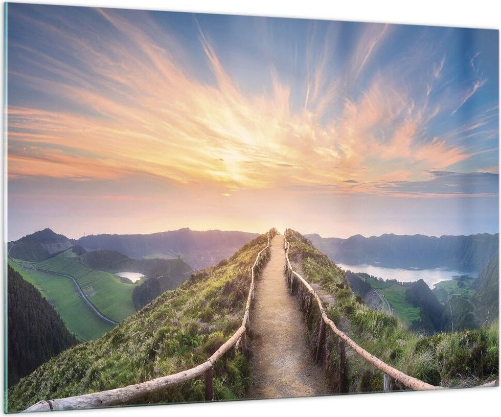 Bilder auf glas - Einteilig - Trail Berg Azoren - 100x70cm - Glasbilder - Wandbilder - Bilder - zum Aufhängen bereit - Wanddekoration aus Glas - G...