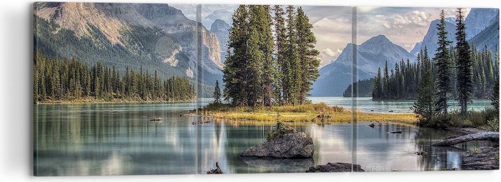 Bild auf Leinwand - Leinwandbild - 3 Teile - See Landschaft Natur - 120x40cm - Wand Bild - Wanddeko - Wandbilder - Leinwanddruck - Bilder - Wanddek...