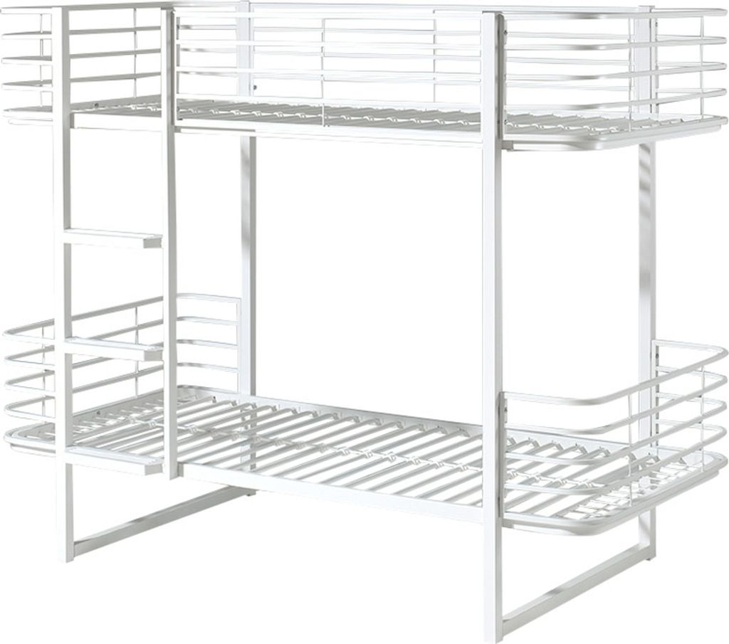 Etagenbett >OSCAR< in Weiß aus Metall - 205x166x99cm (BxHxT)
