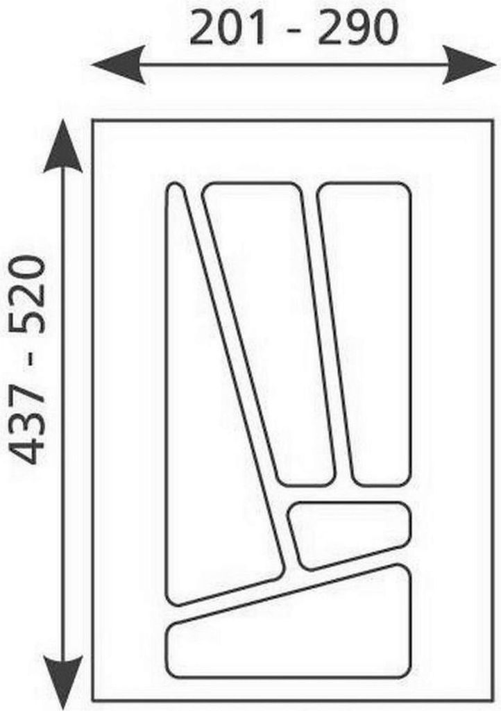 Besteckeinsatz 610561 BE 30 MULTI 201 - 290 mm silbergrau