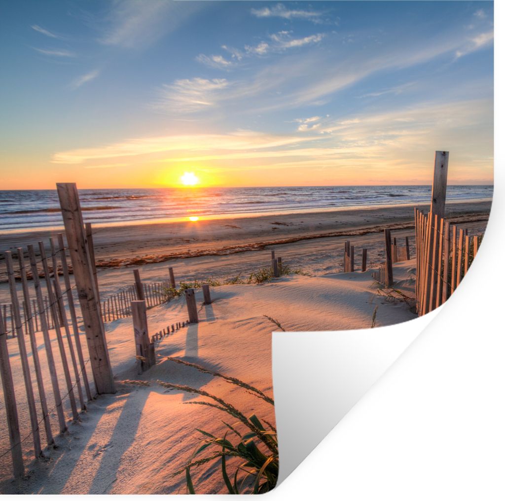 MuchoWow Wandtattoo Wandsticker Wandaufkleber Strand - Meer - Düne - Sonnenuntergang - Landschaft 30x30 cm Selbstklebend und Repositionierbar - ...