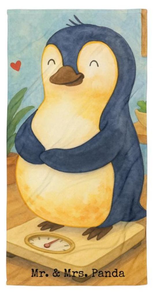 Mr. & Mrs. Panda Badehandtuch Pinguin Diät Design - Weiß - Geschenk, Frottee-Handtuch, Großes, glücklich, Strandtuch, Abnehmen, Gewicht, Strand...