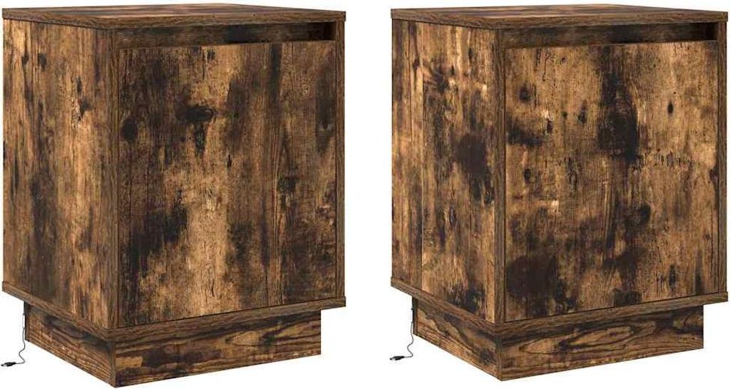 Nachttisch mit 2 pcs Geräucherte Eiche 39 x 34,5 x 50 cm