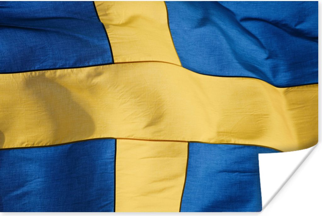 MuchoWow Poster Nahaufnahme der Flagge von Schweden 180x120 cm - Fotoplakat