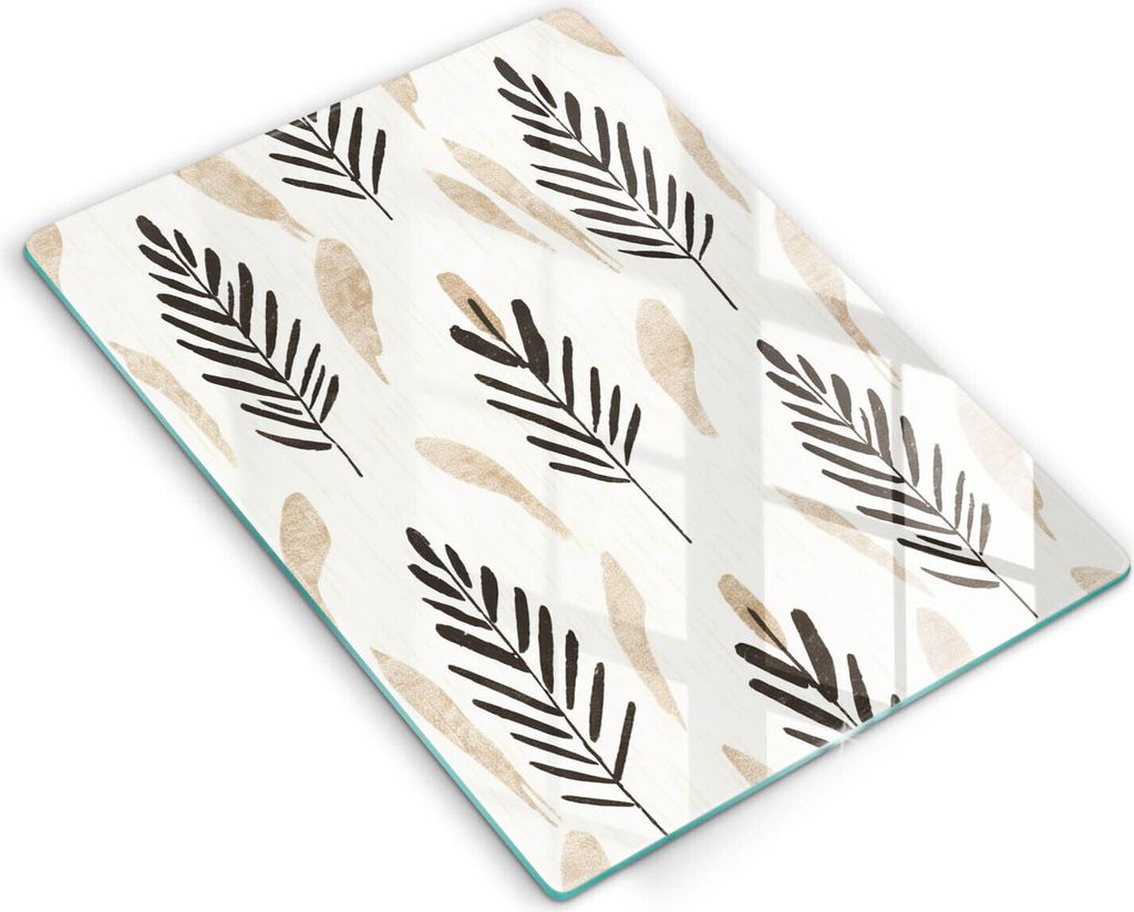 Glasschneideplatte - Herdabdeckplatte - 40x52 cm - Schneidebrett - Spritzschutz - Boho -Pflanzen