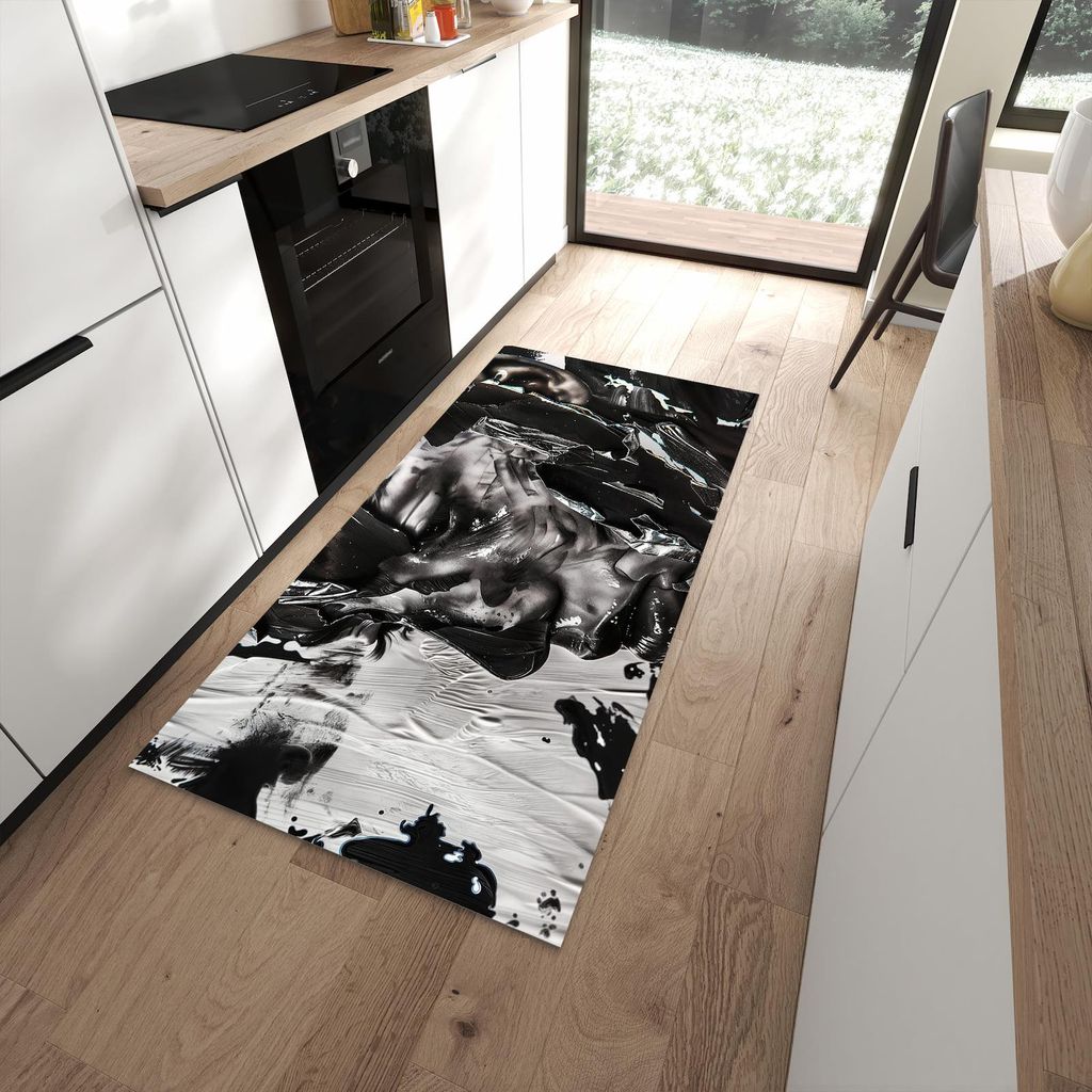 Küchenteppich 90x180cm rutschfest & abwischbar PVC Läufer - Abstraktes Porträt