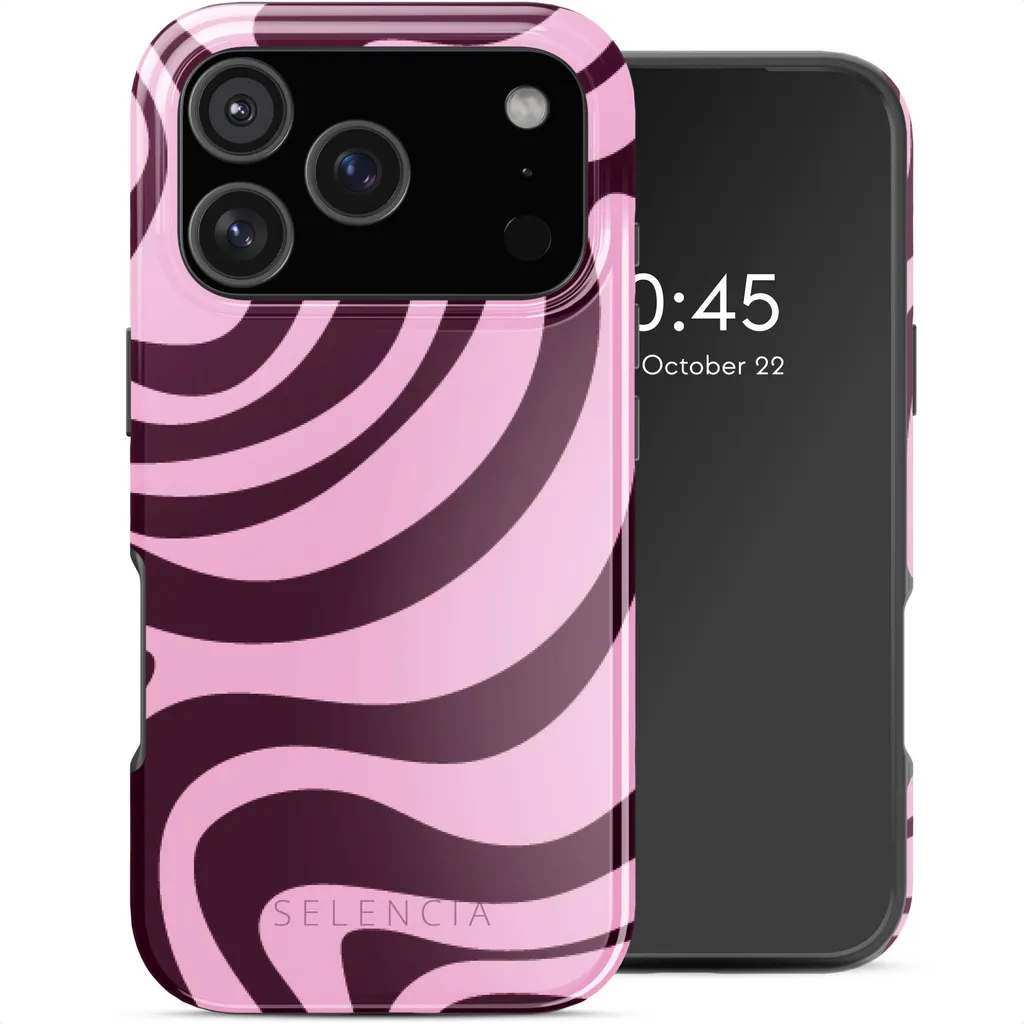 Selencia Vivid iPhone 17 Pro Case MagSafe - Wavy Swirl Pink Plum