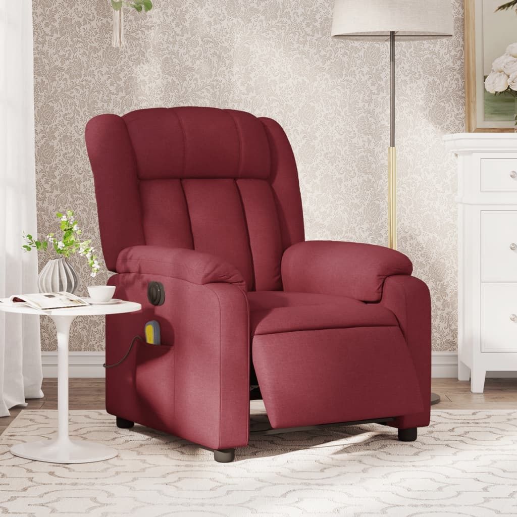 "im Angebot" Massagesessel Elektrisch Weinrot Stoff - Fernseh- & Relaxsessel CC9102