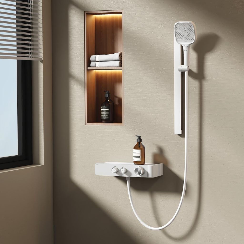 EMKE Système de douche avec thermostat divisé Blanc Hauteur Image du produit 
