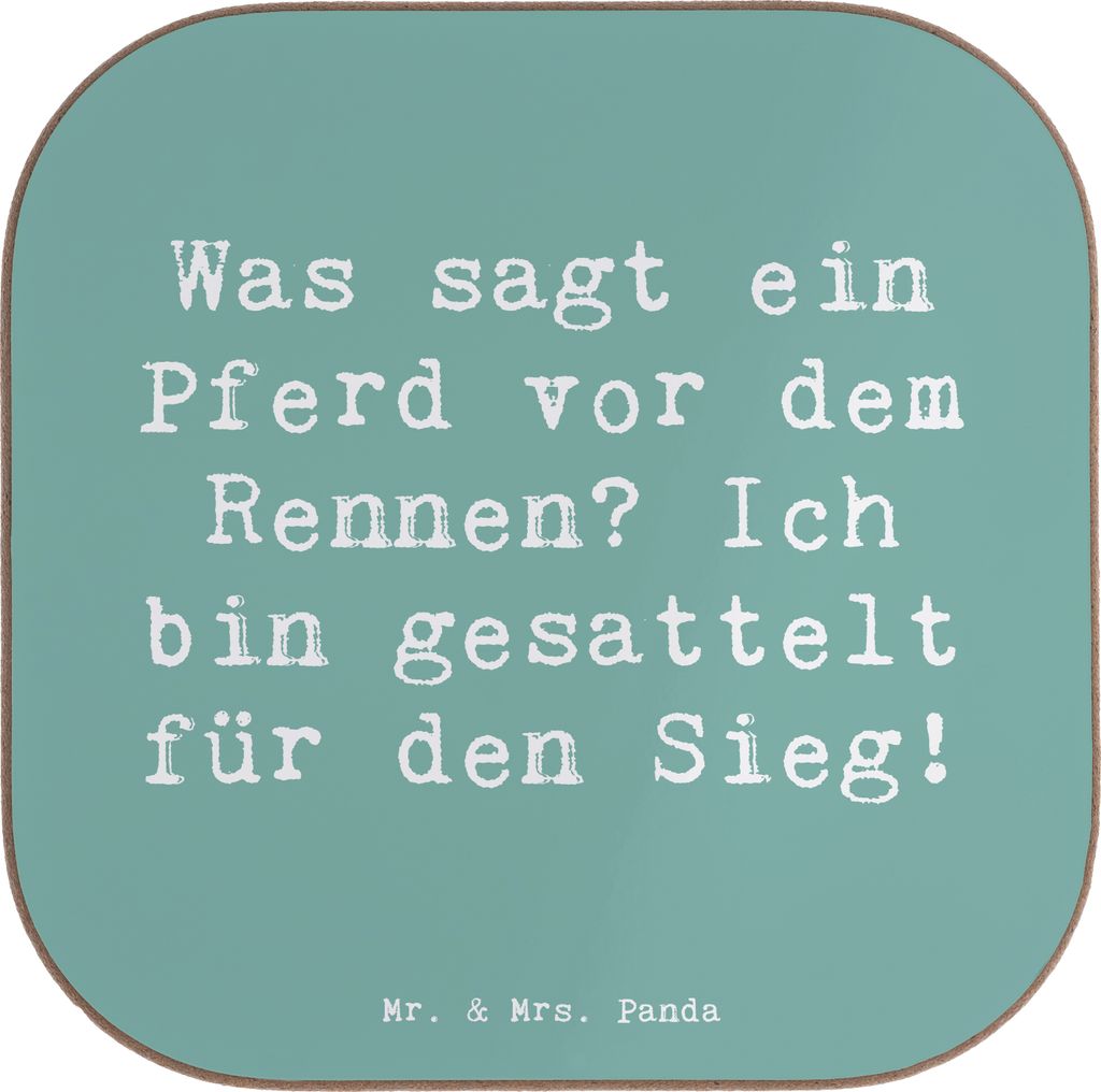Mr. & Mrs. Panda Untersetzer für Gläser Spruch Pferderennen Erfolg - Meeresbrise - Geschenk, humorvoll, Sportler, Tassenuntersetzer, Rennen, Tisc...