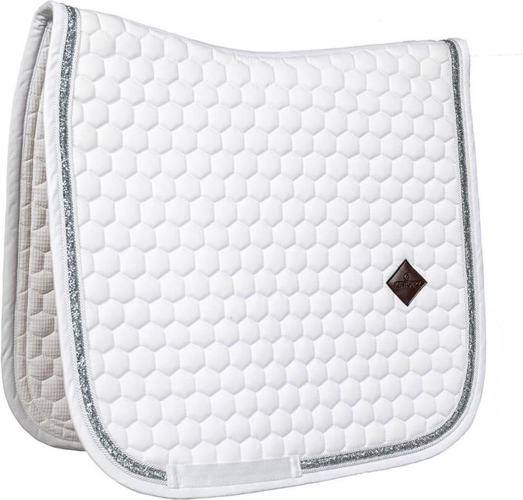 Kentucky Horsewear Saddle Pad Glitter Band Dressage, Farbe:White/Silver, Größe:Full