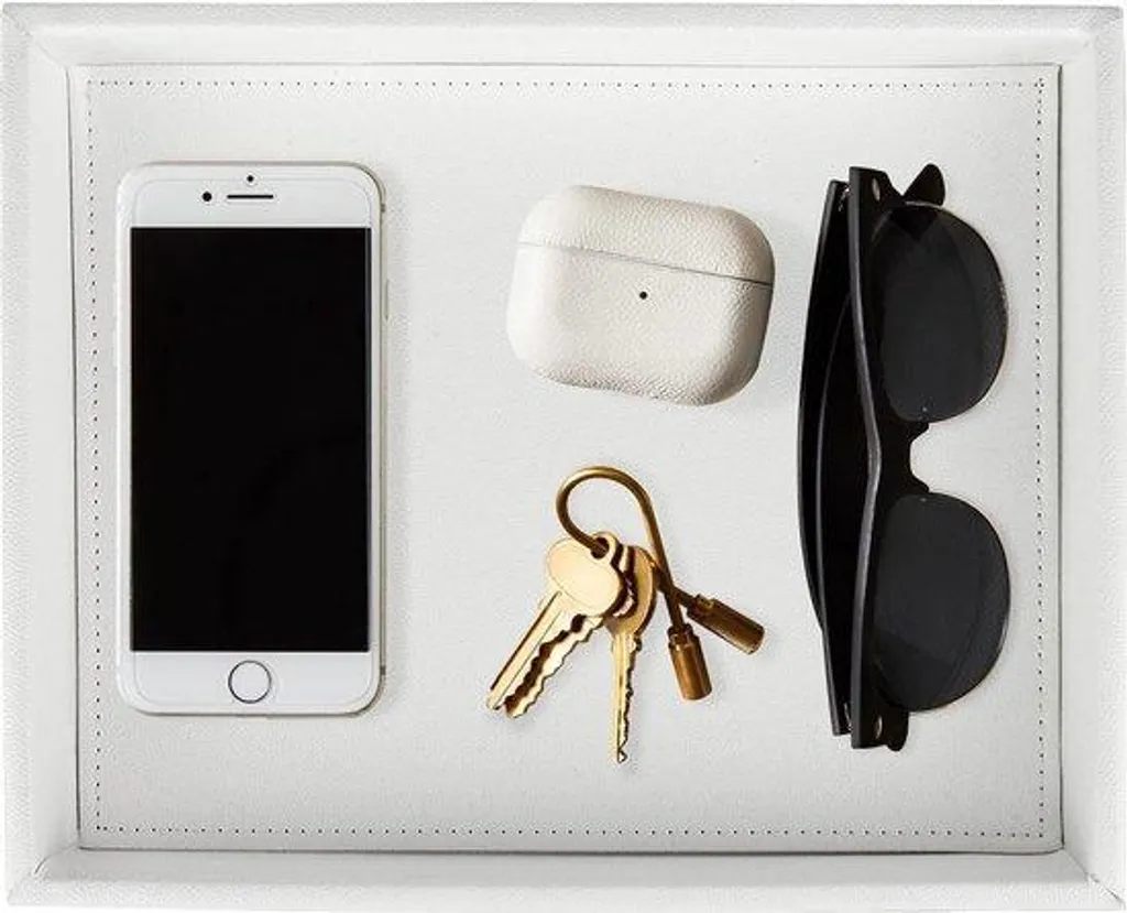 Boîte à bijoux simili cuir blanc 26.9x21.6 cm - Coffret de rangement chic