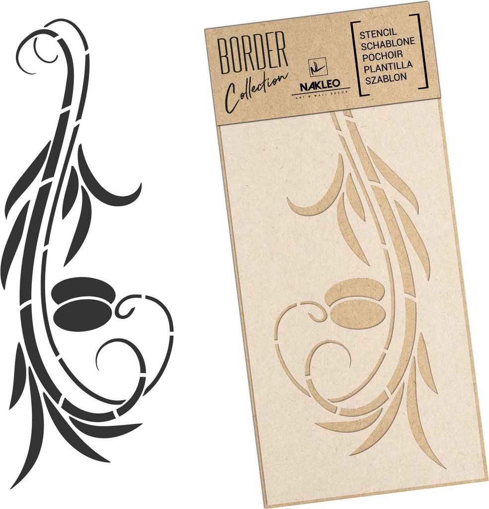 Bordüre Schablone zum Malen 21x45 cm, Olive Blatt Geblümt Produktbild 
