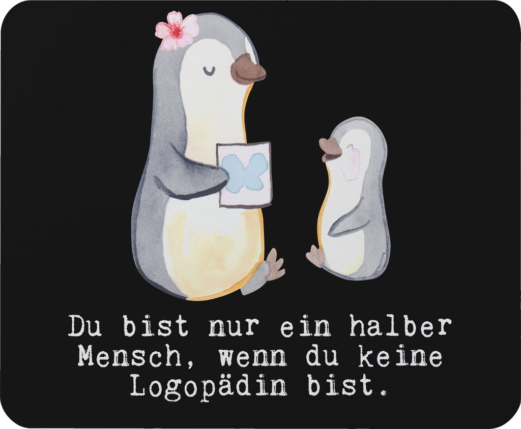 Mr. & Mrs. Panda Mouse Pad Logopädin Herz - Schwarz - Geschenk, Mauspad, Spruch, Ausbildung, Studium, Lustig, mousematte, laptop, Mousepad, Witzig