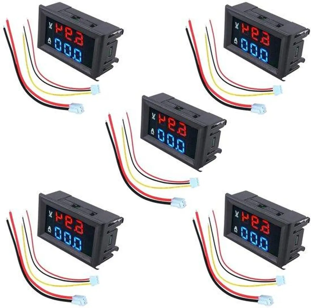 Voltmètre Ampèremètre Numérique 100V 10A CC - Lot de 5 Testeurs Écran LCD