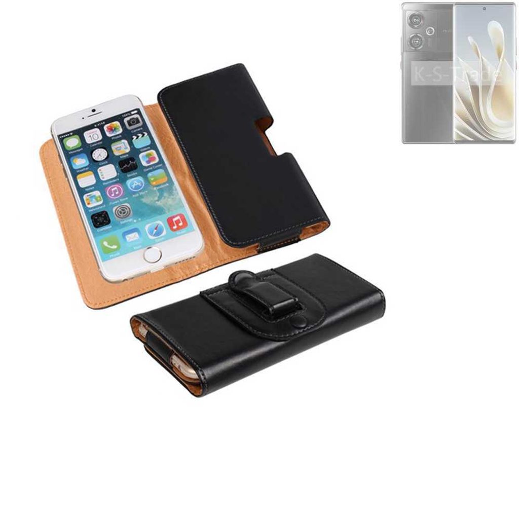 K-S-Trade Schützhülle Handyhülle kompatibel mit Nubia Z50S Holster Gürtel Tasche Schutzhülle Handy-Tasche Smartphone Case Seitentasche schwarz 1x