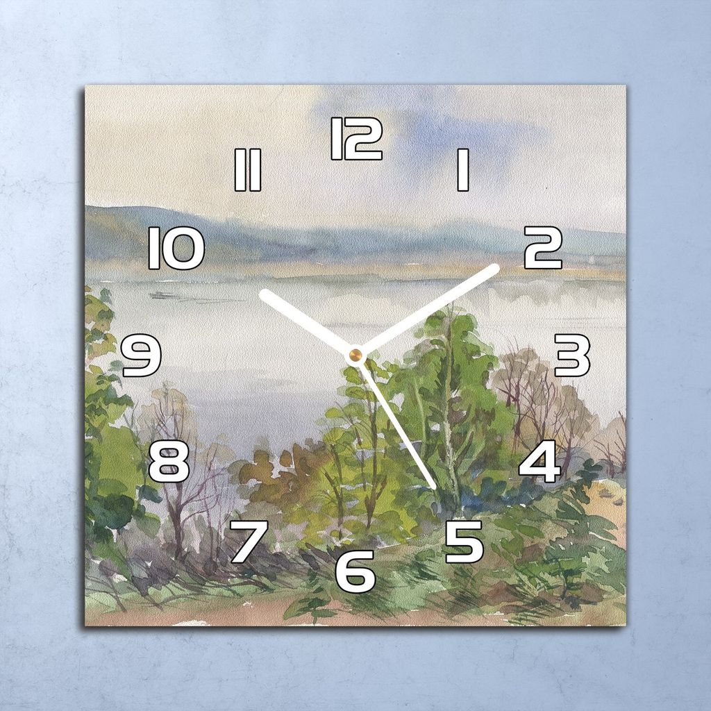 Deko Glasuhr Wanduhr 30x30 Frühlingslandschaft Quarz Küchenuhr Bürouhr