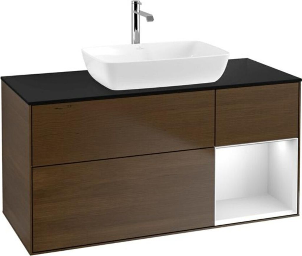 V&B Waschtischunterschrank Finion 120cm, Pl bla m, Reg wh. m Lac, wal ven