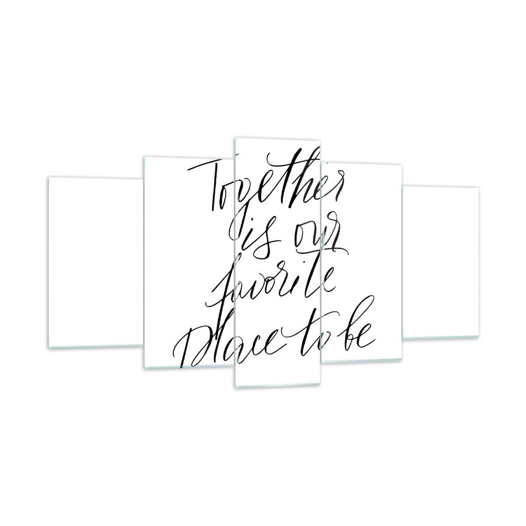 Bilder auf glas - 5 Teile - Gemeinsam unser Ort - 160x85cm - Glasbilder - Wandbilder - Bilder - zum Aufhängen bereit - Wanddekoration aus Glas - G...