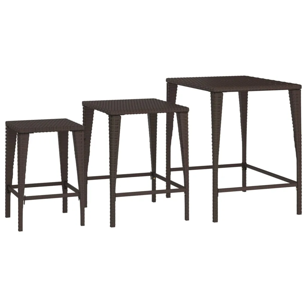 Tables de salon modulables pour petit espace : 3 tables d'appoint marron