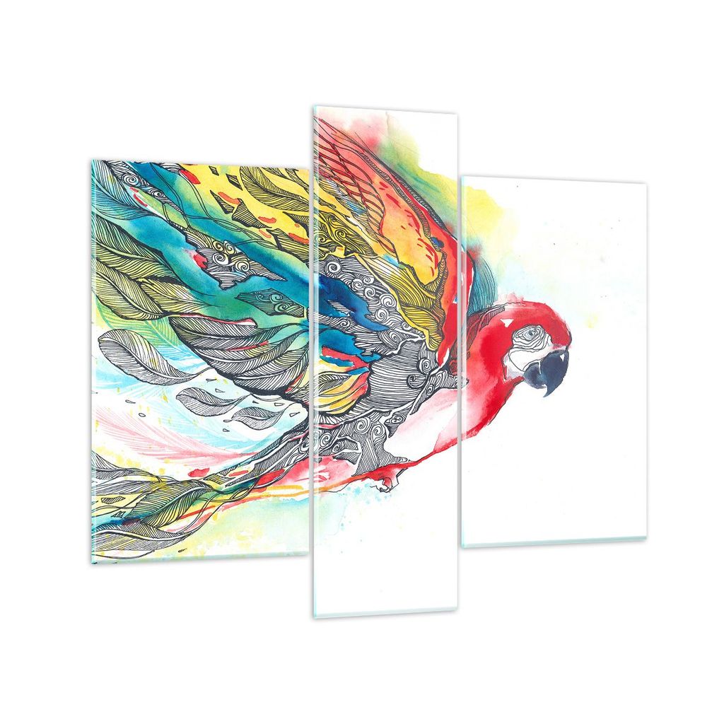 Bilder auf glas - Parrot Flügel Federn Natur - 95x80cm - Glasbilder - Wandbilder - Kunstdruck - zum Aufhängen bereit - Wanddekoration aus Glas - ...