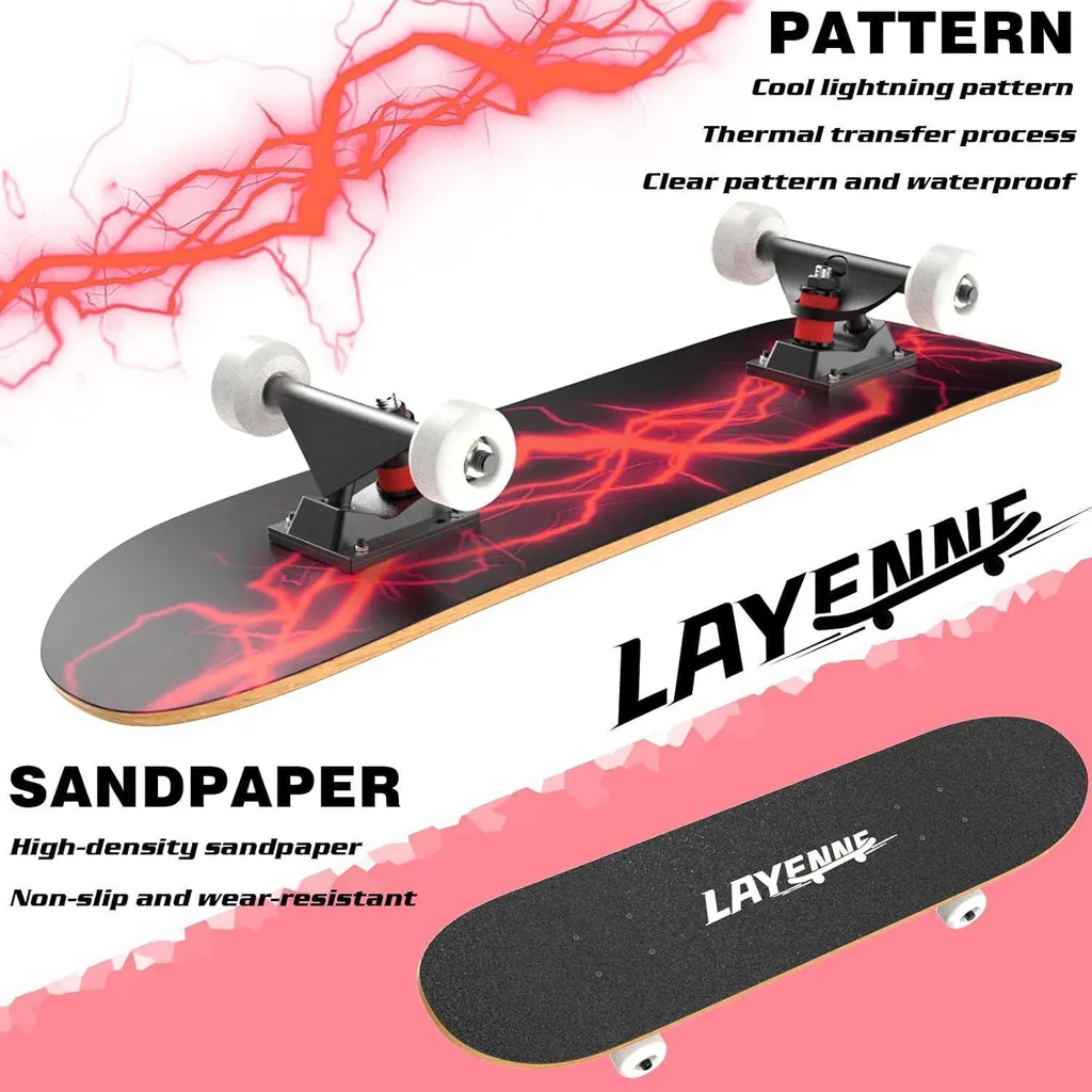 LAYENNE Skateboard 31 pouces Complet en Érable 7 Plis avec Roulements ABEC-11 - 5
