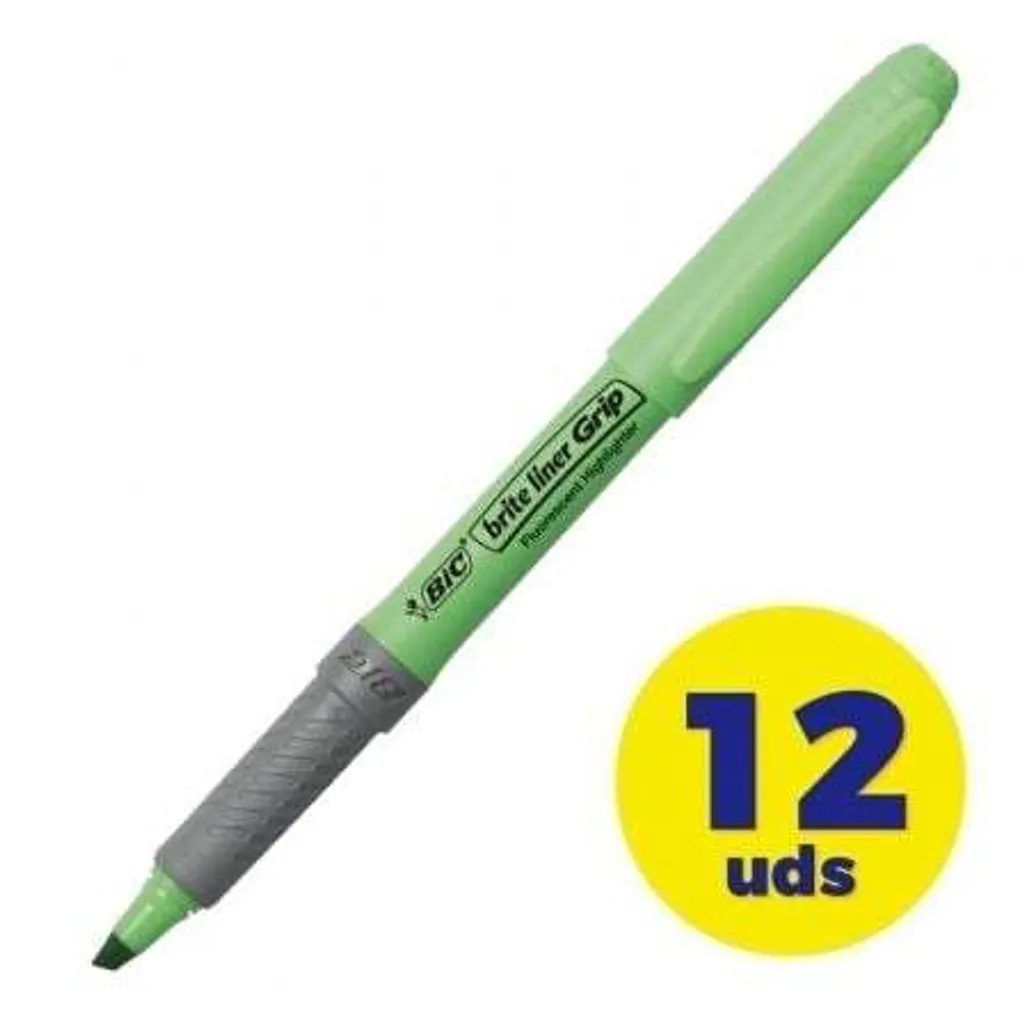 Surligneur BIC vert pour bureau et école avec pointe biseautée précise
