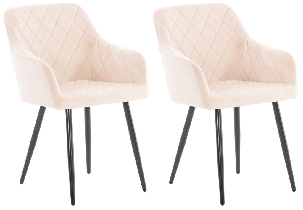 In And OutdoorMatch Esszimmerstuhl Therese – Creme – 2er-Set – Samt – Hochwertige Polsterung – Stilvoller Esszimmerstuhl – Moderne Optik
