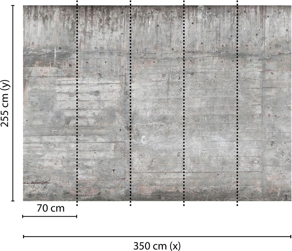 Tadessi Fototapete | Betonoptik | 3.50 m x 2.55 m | Grau | Produktbild 