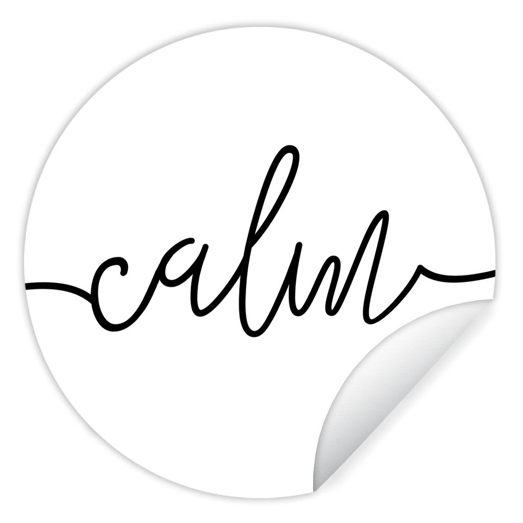 MuchoWow Runde Wandtattoo - Wandsticker Tapete Aufkleber Zitate - 'Calm' - Sprichwort - Schwarz und weiß Ø 100 cm Selbstklebend und Repositioni...