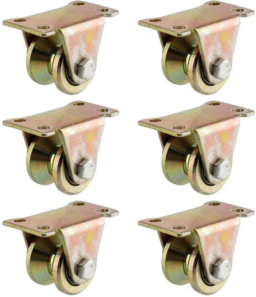 Lot de 6 poulies pivotantes industrielles avec gorge en V en acier robuste