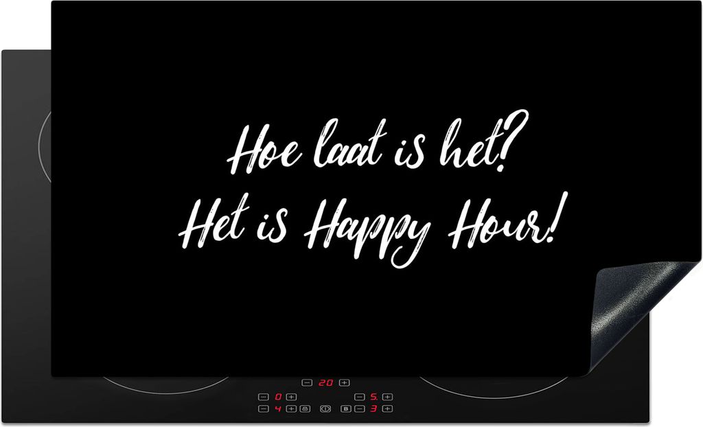 KitchenYeah Herdabdeckplatte Wie spät ist es? Es ist Happy Hour! - Trinken - Zitate - Sprichwörter - Alkohol , 91x52cm, Küche Deko, Glaskerami...