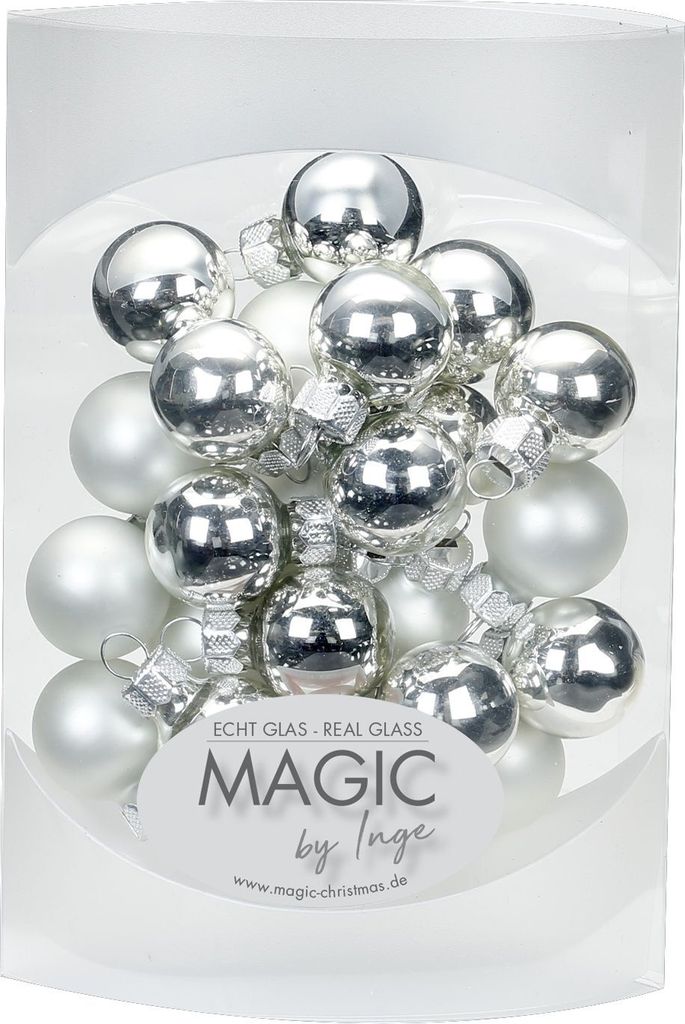 Weihnachtskugeln Glas 2cm Frosty Silver, 25 Stück