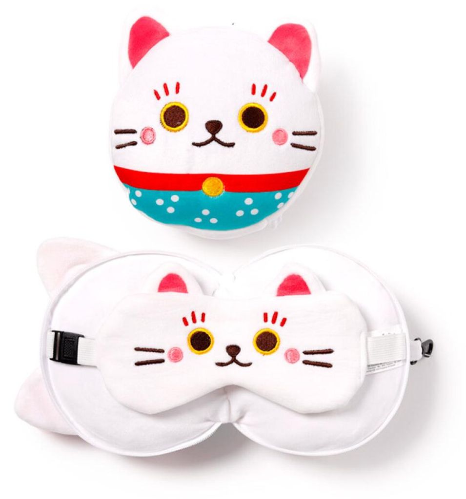Maneki Neko poduszka podróżna + maseczka maskotka Zdjęcie produktu 