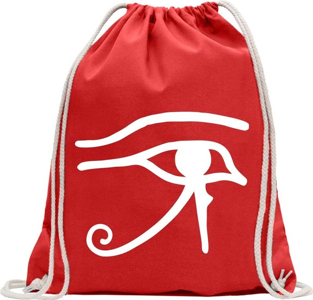 Kiwistar - Turnbeutel - rot - Auge Des Ra - Fun Rucksack Sport Beutel Gymsack Baumwolle mit Ziehgurt
