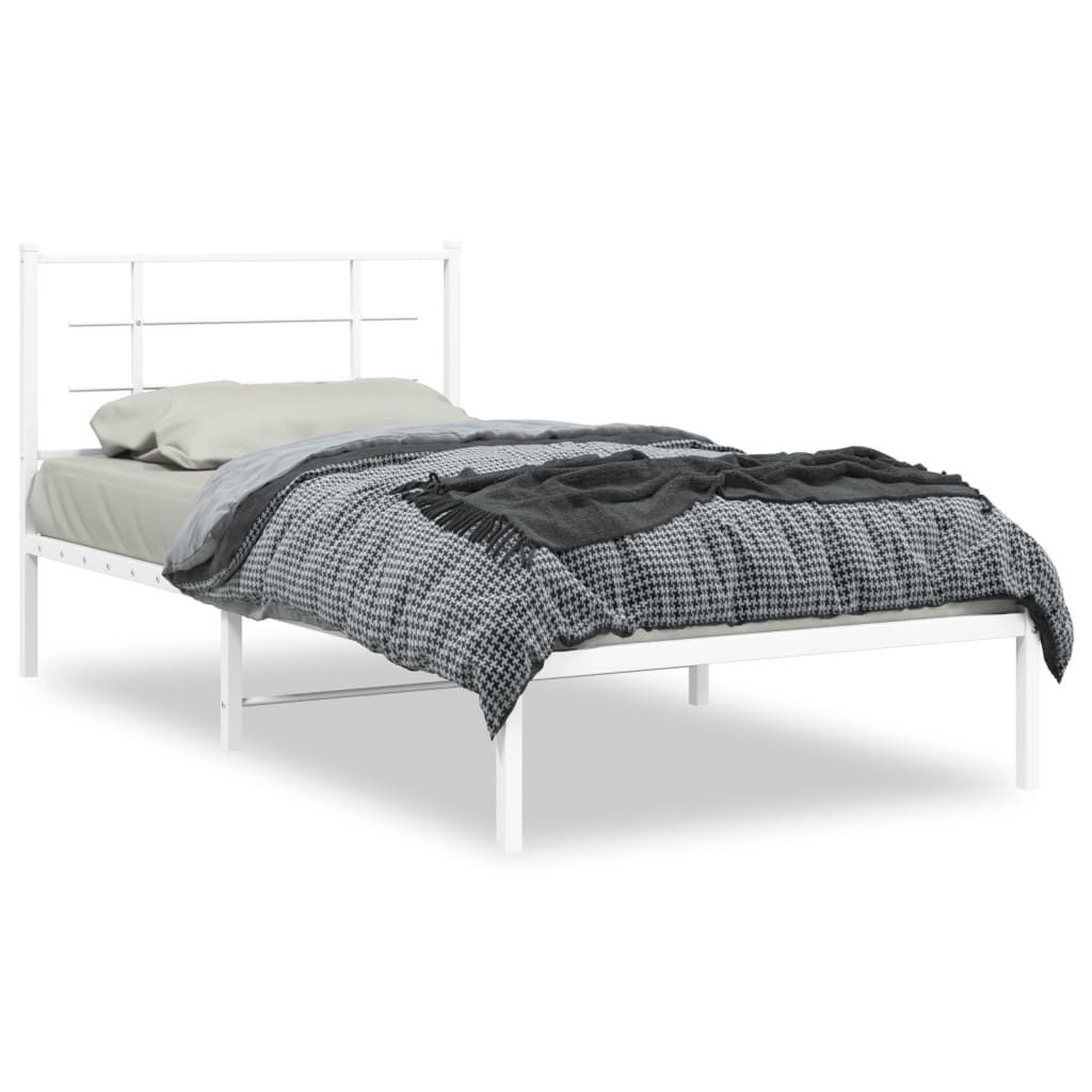 vidaXL Bettgestell mit Kopfteil Metall Weiß 107x203 cm