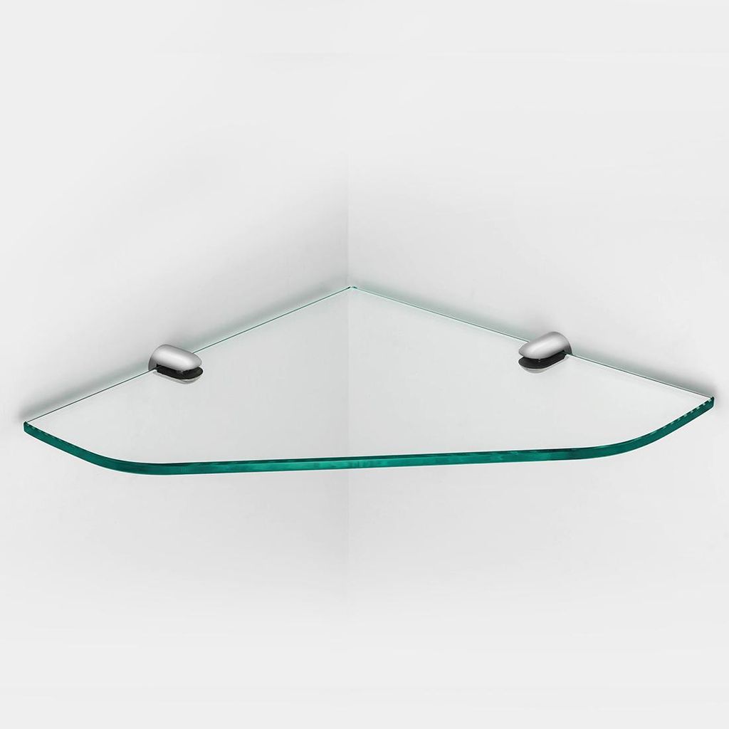 S'AFIELINA Glasregal Duschablage Glas Eckregal 6mm Hartglas Glasablage Dusche Glas Ablage für Badezimmer Dusche Ablage 230 x 230 mm,1 Stück