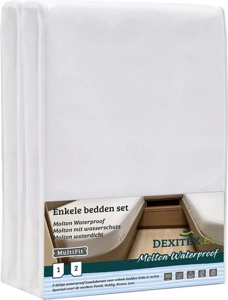 Drap-housse étanche Molton en coton lit simple | Lot de 2 pièces blanc
