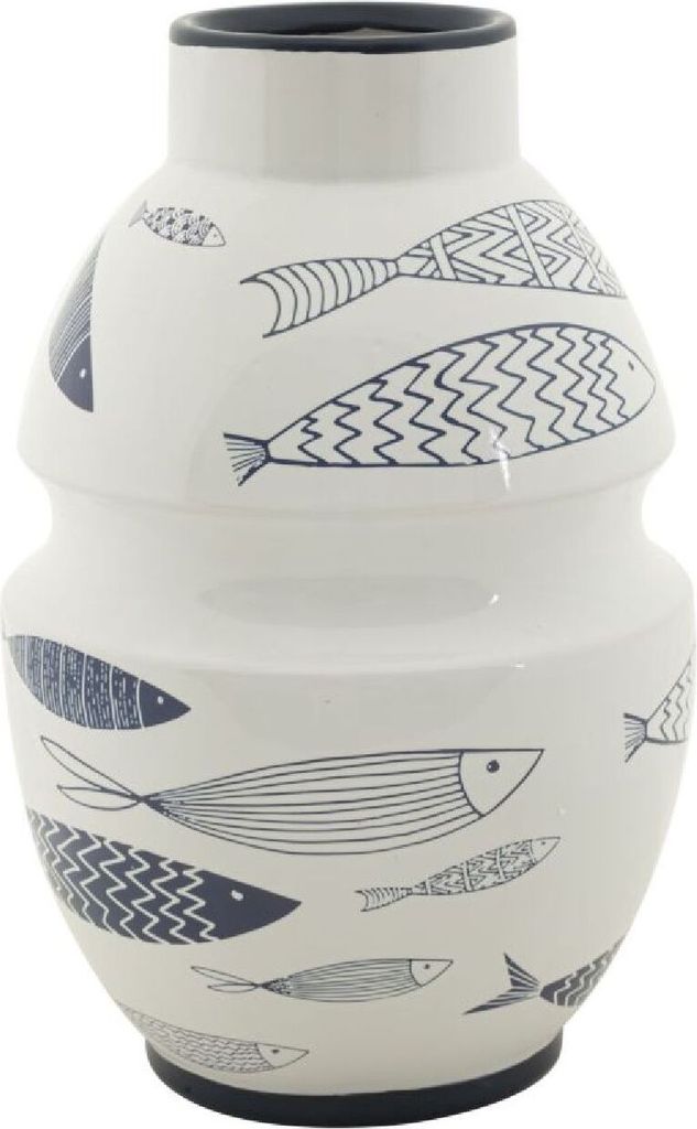 Mauro Ferretti Vase Fisch Ø 21x31 cm weiß blau