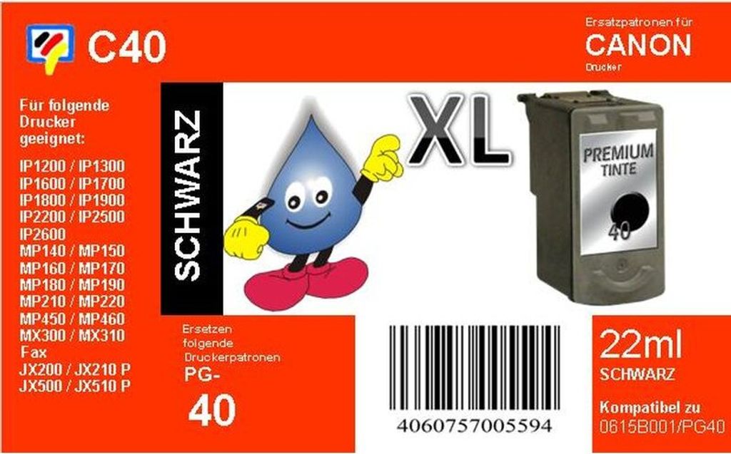 C40 - Dr.Inkjet Ersatzdruckerpatrone mit 22ml Inhalt - PG40 Produktbild 