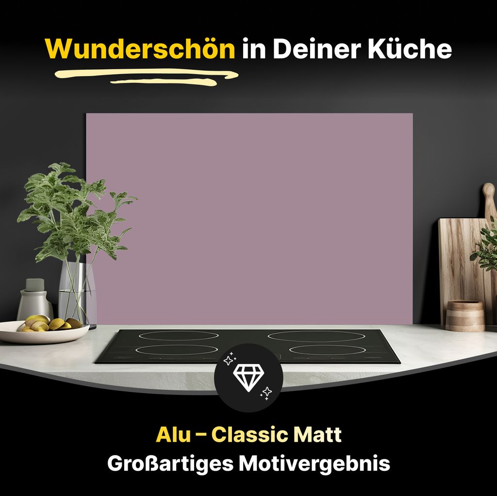 Spritzschutz Küchenrückwand aus Aluminiumverbund in Matt 90x50 cm - Pastellviolett