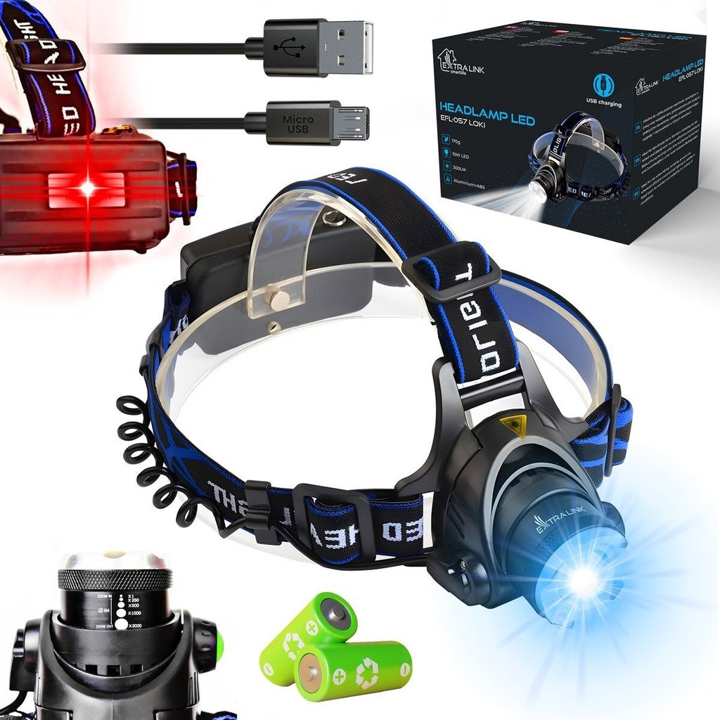 LED Stirnlampe USB Kopflampe LED Taschenlampe Scheinwerfer Produktbild 