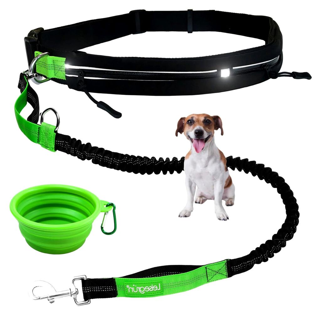 Joggingleine für kleine Hunde bis 10 kg | Freihandleine zum Joggen mit Bauchgurt | 135 cm bis 185 cm | Schwarz