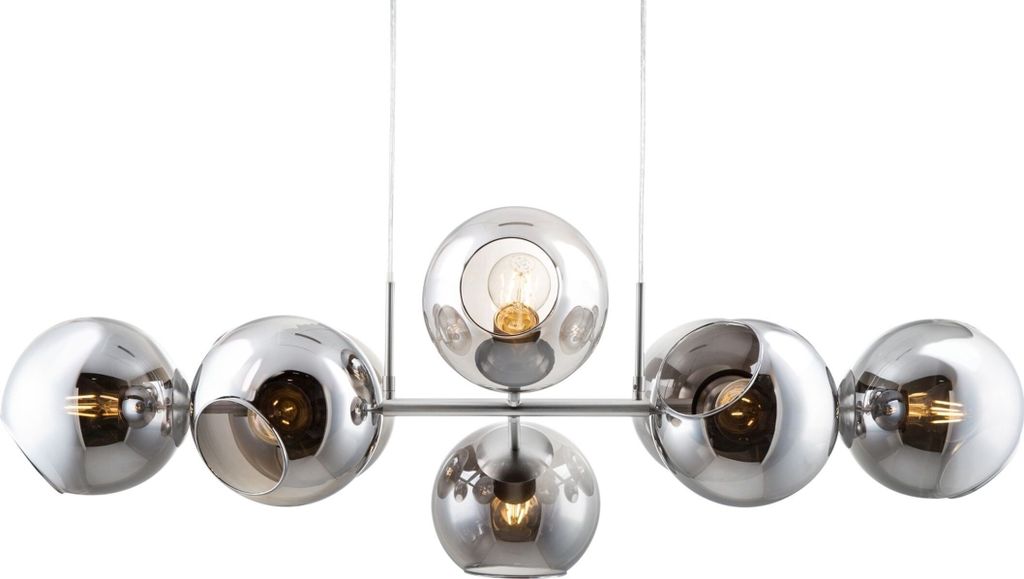 NOWA Hängeleuchte Metall Nickel matt, Glas rauchfarben, Produktbild 