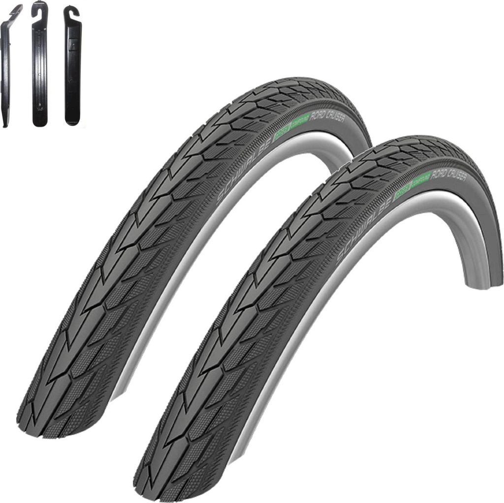 2 x Schwalbe Road Cruiser K-Guard Fahrradreifen Schwarz 47-203 (12 1/2 x1.75) inkl. Reifenheber