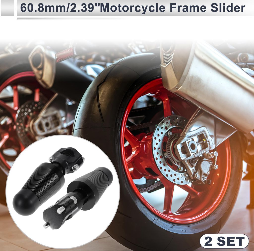 0.87"-1.1" Motorrad Slider Rahmen Aluminiumlegierung Rad Verkleidung Schutz Crash Pad Schutzblech 2.39" 6.69" 2 Stück Schraube Schwarz 2 Set