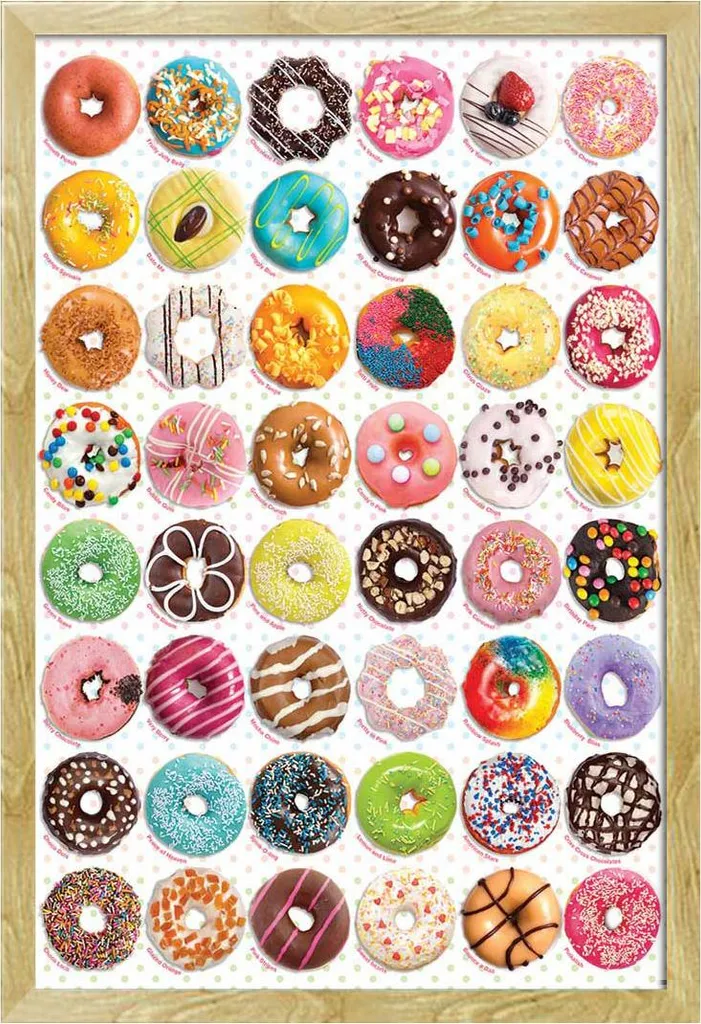 Affiche Cuisine Cupcakes encadrée sous vitre acrylique Cadre Hêtre